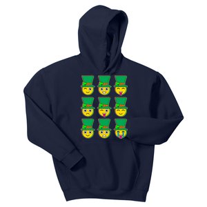 Funny St Patrick's Day Irish Emojis Kids Hoodie