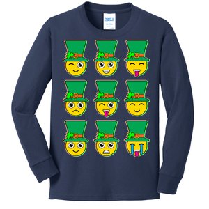 Funny St Patrick's Day Irish Emojis Kids Long Sleeve Shirt