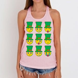 Funny St Patrick's Day Irish Emojis Women's Knotted Racerback Tank