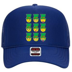 Funny St Patrick's Day Irish Emojis High Crown Mesh Back Trucker Hat