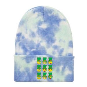 Funny St Patrick's Day Irish Emojis Tie Dye 12in Knit Beanie