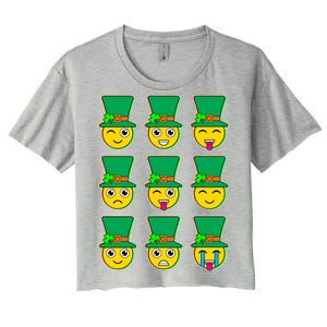 Funny St Patrick's Day Irish Emojis Women's Crop Top Tee