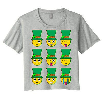 Funny St Patrick's Day Irish Emojis Women's Crop Top Tee