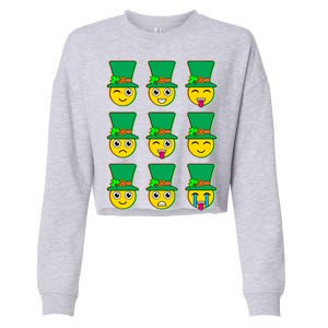 Funny St Patrick's Day Irish Emojis Cropped Pullover Crew