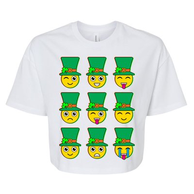 Funny St Patrick's Day Irish Emojis Bella+Canvas Jersey Crop Tee