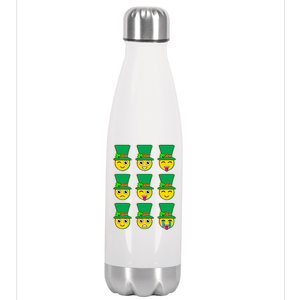 Funny St Patrick's Day Irish Emojis Stainless Steel Insulated Water Bottle