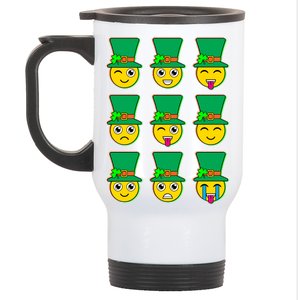 Funny St Patrick's Day Irish Emojis Stainless Steel Travel Mug