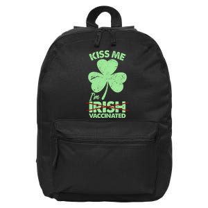 Funny St Patrick's Day Kiss Me I'm Irish Vaccinated 16 in Basic Backpack