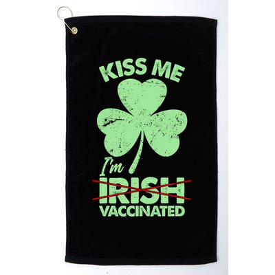 Funny St Patrick's Day Kiss Me I'm Irish Vaccinated Golf Towel