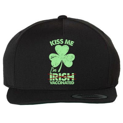 Funny St Patrick's Day Kiss Me I'm Irish Vaccinated Wool Snapback Cap