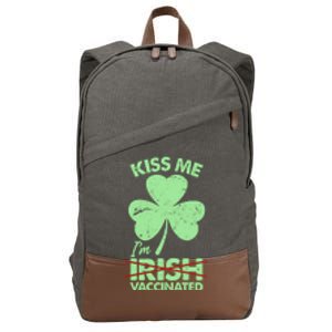 Funny St Patrick's Day Kiss Me I'm Irish Vaccinated Cotton Canvas Backpack