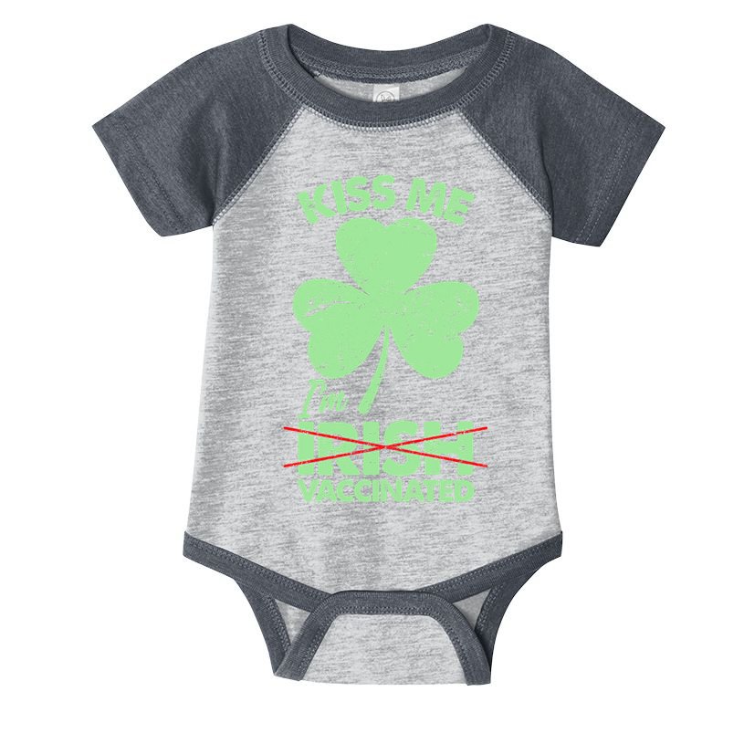 Funny St Patrick's Day Kiss Me I'm Irish Vaccinated Infant Baby Jersey Bodysuit