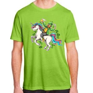 Funny St Patrick's Day Leprechaun Riding Unicorn Adult ChromaSoft Performance T-Shirt