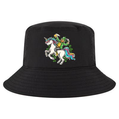 Funny St Patrick's Day Leprechaun Riding Unicorn Cool Comfort Performance Bucket Hat