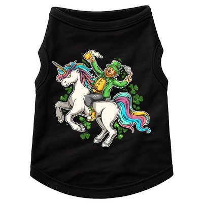 Funny St Patrick's Day Leprechaun Riding Unicorn Doggie Tank