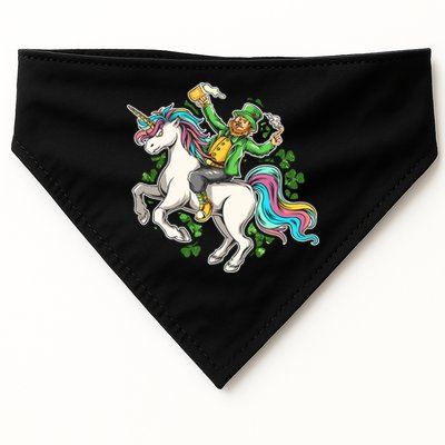 Funny St Patrick's Day Leprechaun Riding Unicorn USA-Made Doggie Bandana