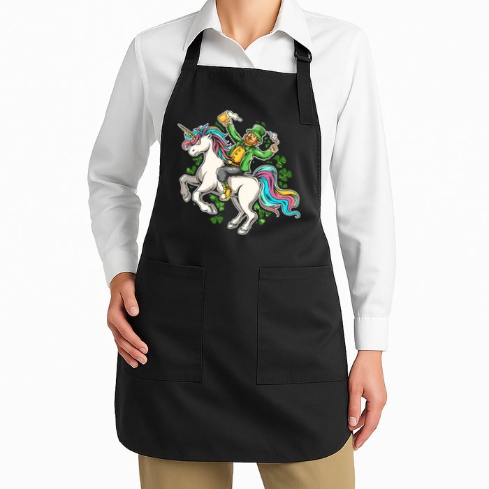 Funny St Patrick's Day Leprechaun Riding Unicorn Apron