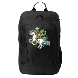 Funny St Patrick's Day Leprechaun Riding Unicorn City Backpack