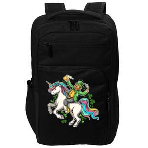 Funny St Patrick's Day Leprechaun Riding Unicorn Impact Tech Backpack