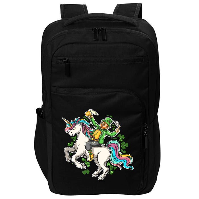 Funny St Patrick's Day Leprechaun Riding Unicorn Impact Tech Backpack