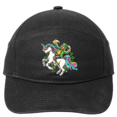 Funny St Patrick's Day Leprechaun Riding Unicorn 7-Panel Snapback Hat