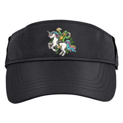Funny St Patrick's Day Leprechaun Riding Unicorn Adult Drive Performance Visor