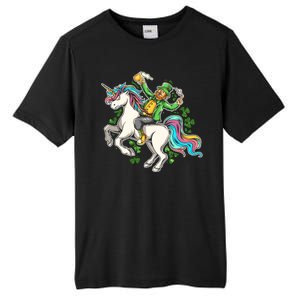 Funny St Patrick's Day Leprechaun Riding Unicorn Tall Fusion ChromaSoft Performance T-Shirt