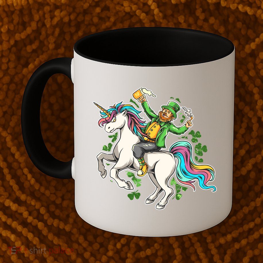 Funny St Patrick's Day Leprechaun Riding Unicorn Mug