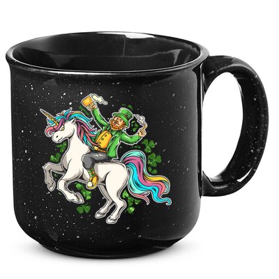 Funny St Patrick's Day Leprechaun Riding Unicorn 15oz Campfire Ceramic Mug