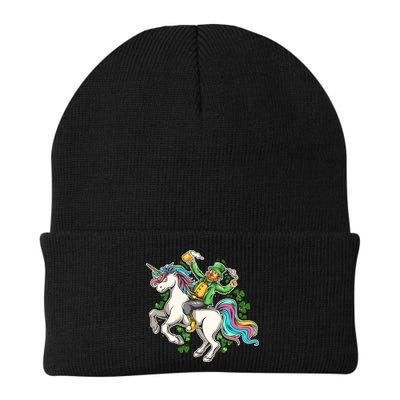 Funny St Patrick's Day Leprechaun Riding Unicorn Beanie