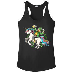 Funny St Patrick's Day Leprechaun Riding Unicorn Ladies PosiCharge Competitor Racerback Tank