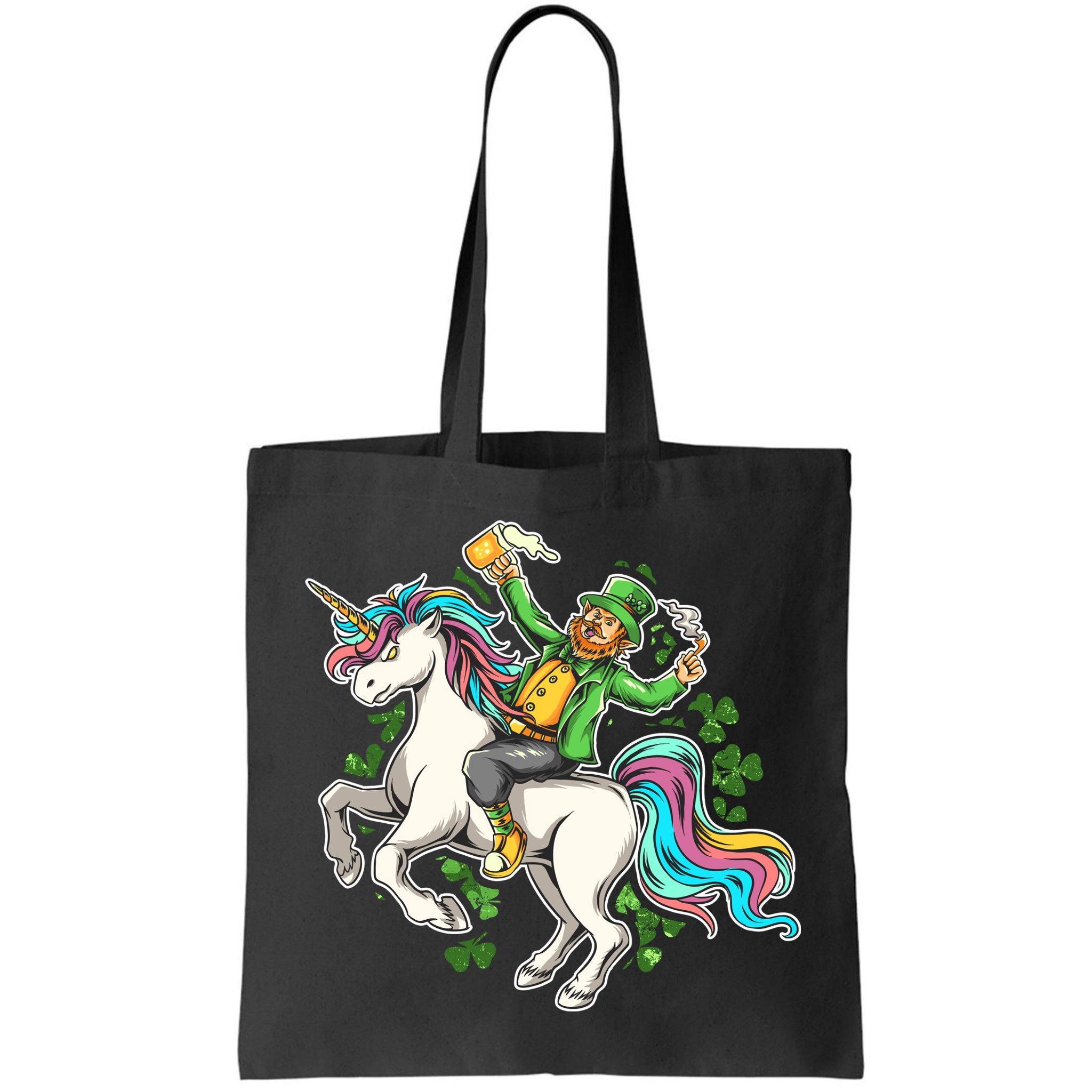 Funny St Patrick's Day Leprechaun Riding Unicorn Bag