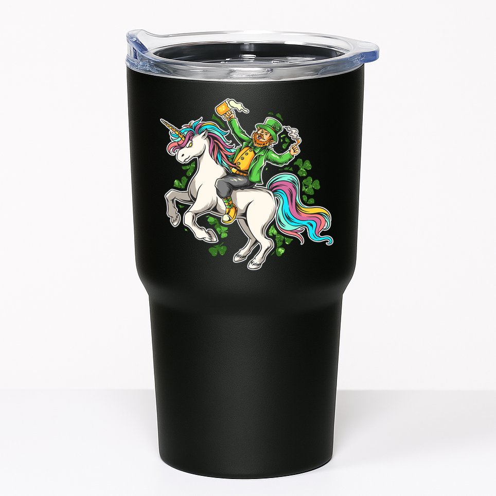 Funny St Patrick's Day Leprechaun Riding Unicorn Tumbler