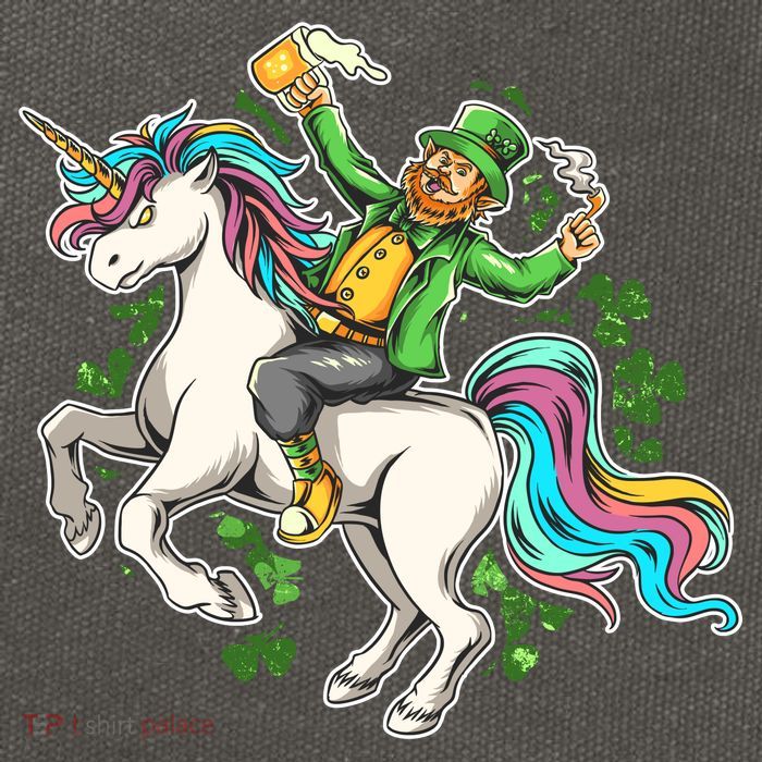 Funny St Patrick's Day Leprechaun Riding Unicorn Cotton Canvas Backpack
