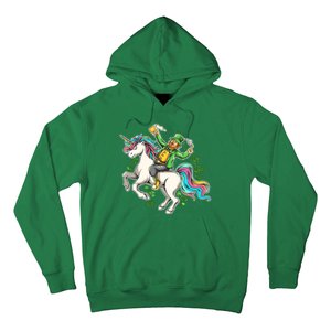 Funny St Patrick's Day Leprechaun Riding Unicorn Hoodie