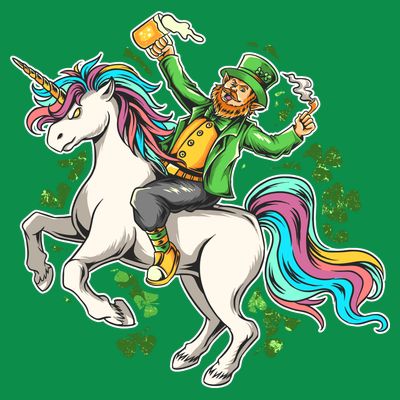 Funny St Patrick's Day Leprechaun Riding Unicorn T-Shirt