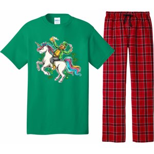 Funny St Patrick's Day Leprechaun Riding Unicorn Pajama Set