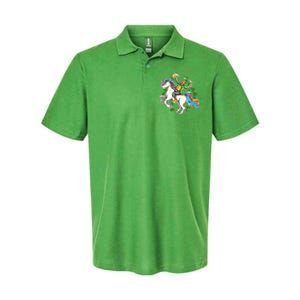 Funny St Patrick's Day Leprechaun Riding Unicorn Softstyle Adult Sport Polo