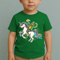 Funny St Patrick's Day Leprechaun Riding Unicorn Toddler T-Shirt