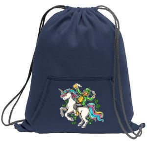 Funny St Patrick's Day Leprechaun Riding Unicorn Sweatshirt Cinch Pack Bag