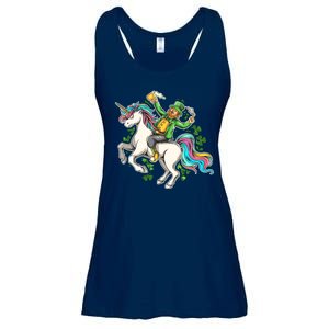 Funny St Patrick's Day Leprechaun Riding Unicorn Ladies Essential Flowy Tank