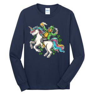 Funny St Patrick's Day Leprechaun Riding Unicorn Tall Long Sleeve T-Shirt