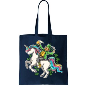 Funny St Patrick's Day Leprechaun Riding Unicorn Tote Bag