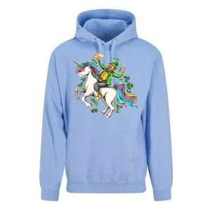 Funny St Patrick's Day Leprechaun Riding Unicorn Unisex Surf Hoodie