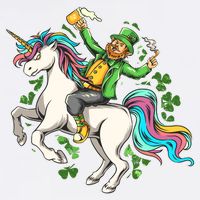 Funny St Patrick's Day Leprechaun Riding Unicorn Garment-Dyed Sweatshirt
