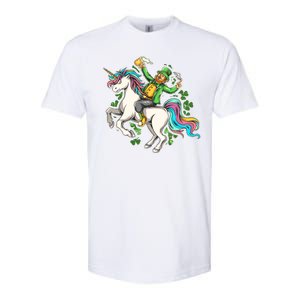 Funny St Patrick's Day Leprechaun Riding Unicorn Softstyle CVC T-Shirt