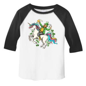 Funny St Patrick's Day Leprechaun Riding Unicorn Toddler Fine Jersey T-Shirt