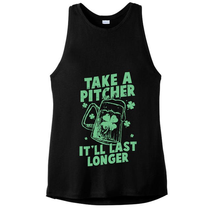 Funny St Patrick's Day Take A Pitcher It'll Last Longer Ladies PosiCharge Tri-Blend Wicking Tank