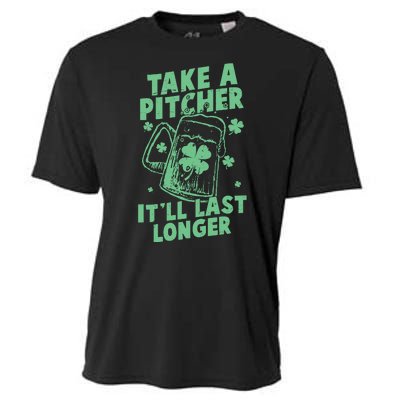 Funny St Patrick's Day Take A Pitcher It'll Last Longer Cooling Performance Crew T-Shirt