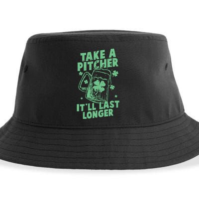 Funny St Patrick's Day Take A Pitcher It'll Last Longer Sustainable Bucket Hat